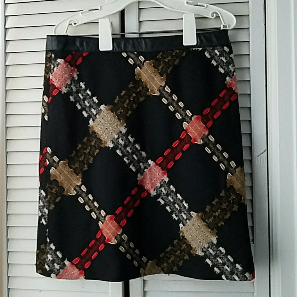 Worth  | NY Plaid Wool Skirt leather 6